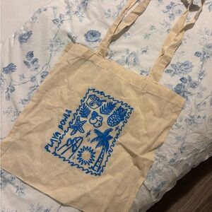 Playa Bowls Tote Bag with Blue Print
